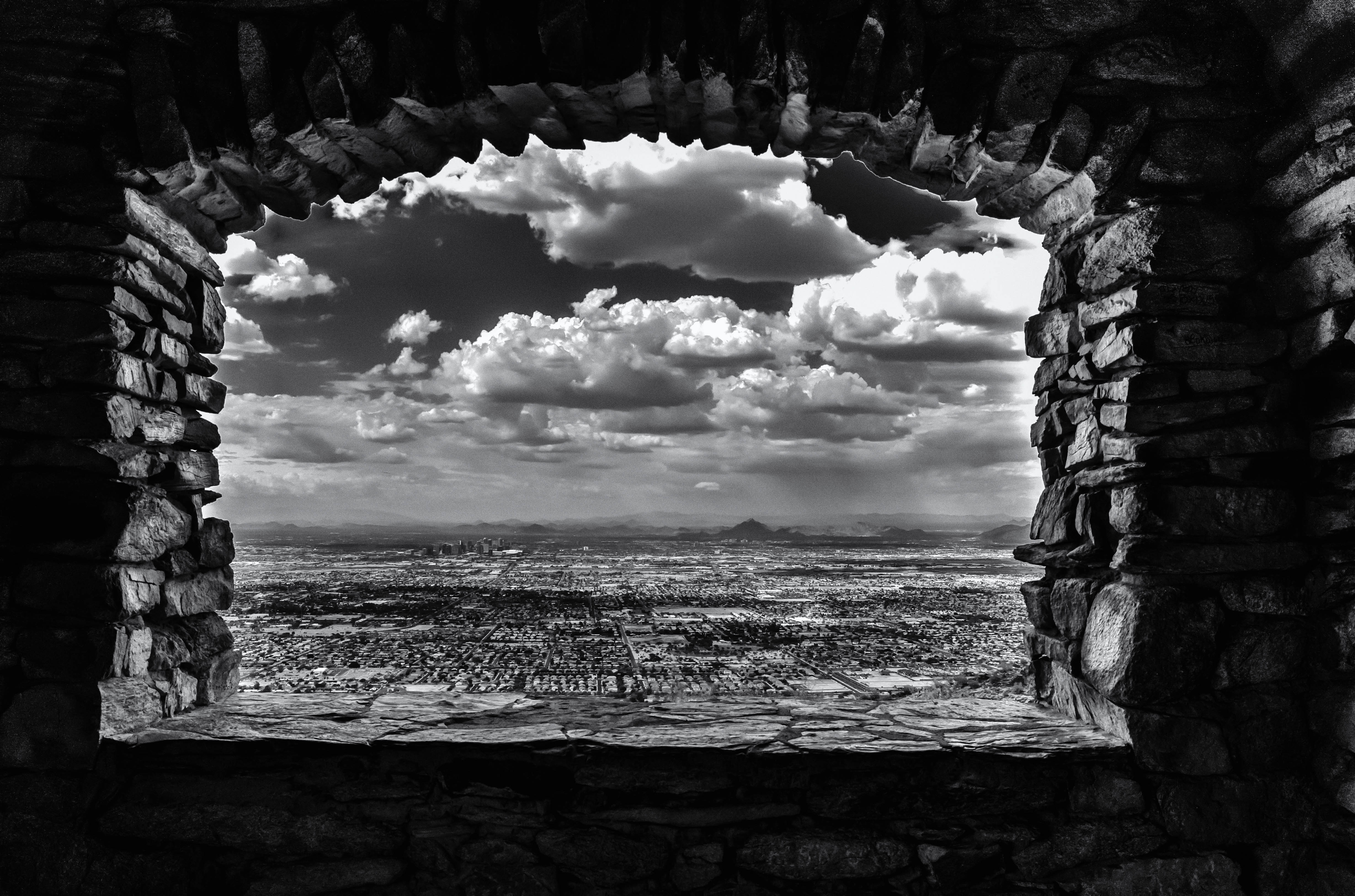 Window to the Valley of the Sun - BW